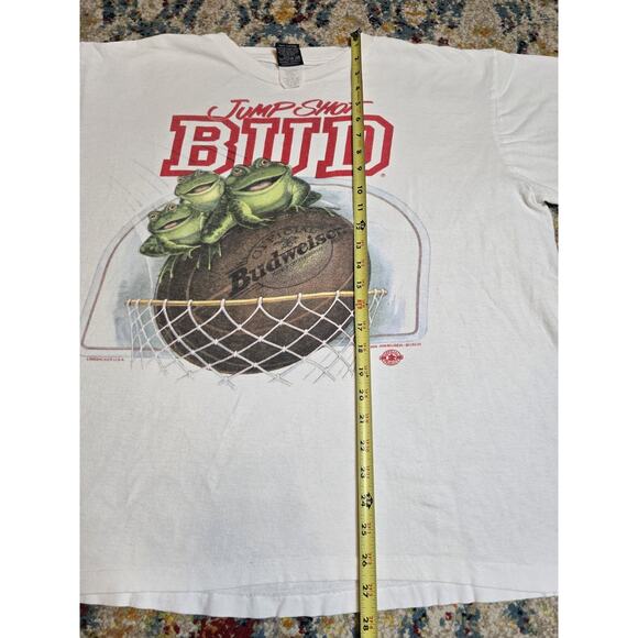 Vintage 90's Budweiser Beer Frogs Basketball Graphic T-Shirt Size XL Boxy - Picture 5 of 7